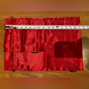 New Sephora satin pouches in Red, set of 2